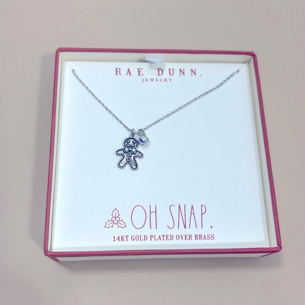 NIB Ray Dunn gingerbread/Christmas 14 KT gold plated necklace over brass​​​​​